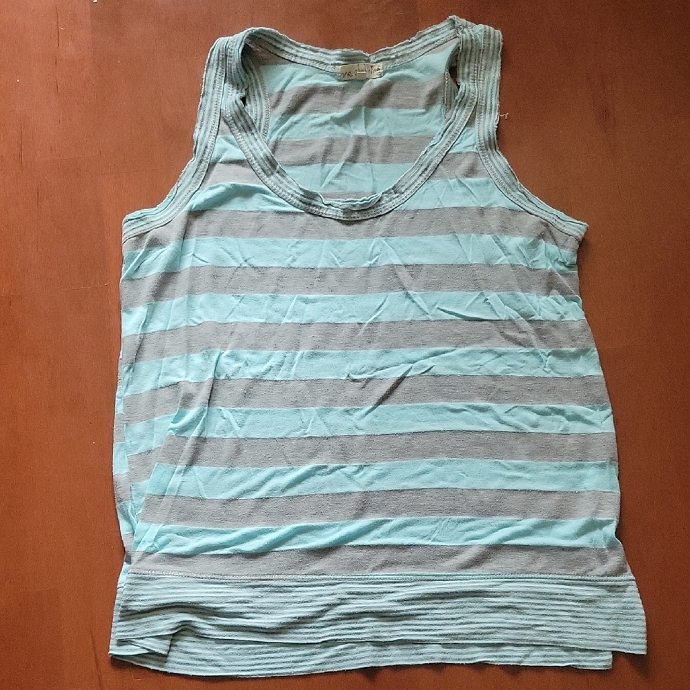 One Clothing Green and White Sleeveless Tank Top Relaxed Fit